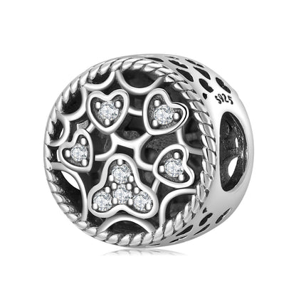 S925 Sterling Silver Beads Cute Dog Element