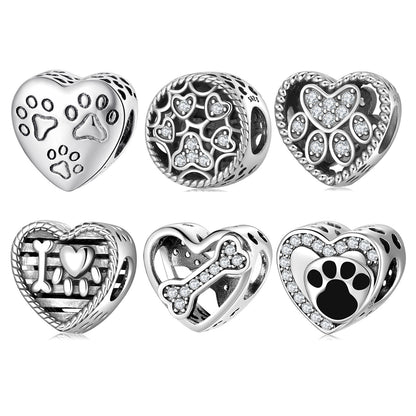 S925 Sterling Silver Beads Cute Dog Element